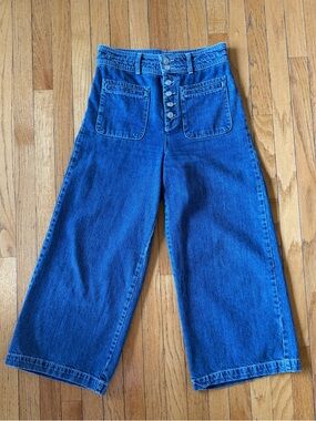 Free People High-Waist Wide Leg Cropped Button-Fly jeans - size 29